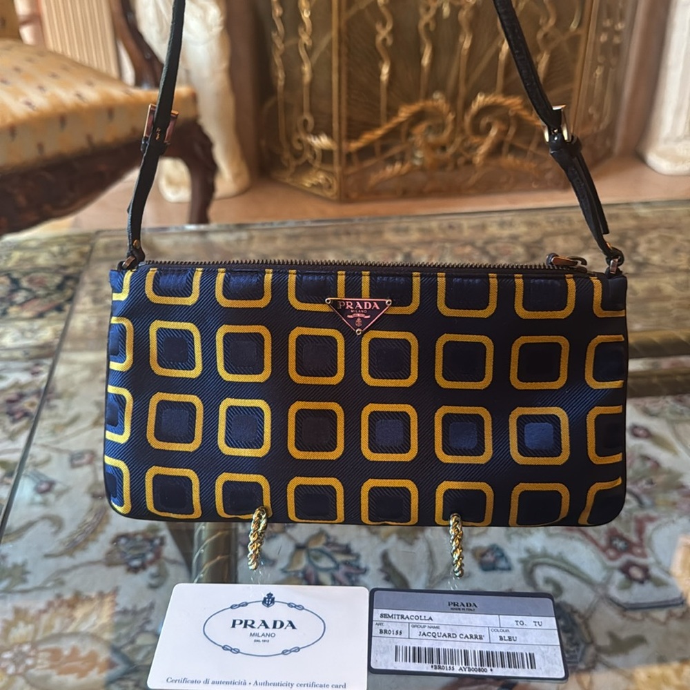 Prada  holiday, and Brown re-ordered  for Prada blue gold geometric design